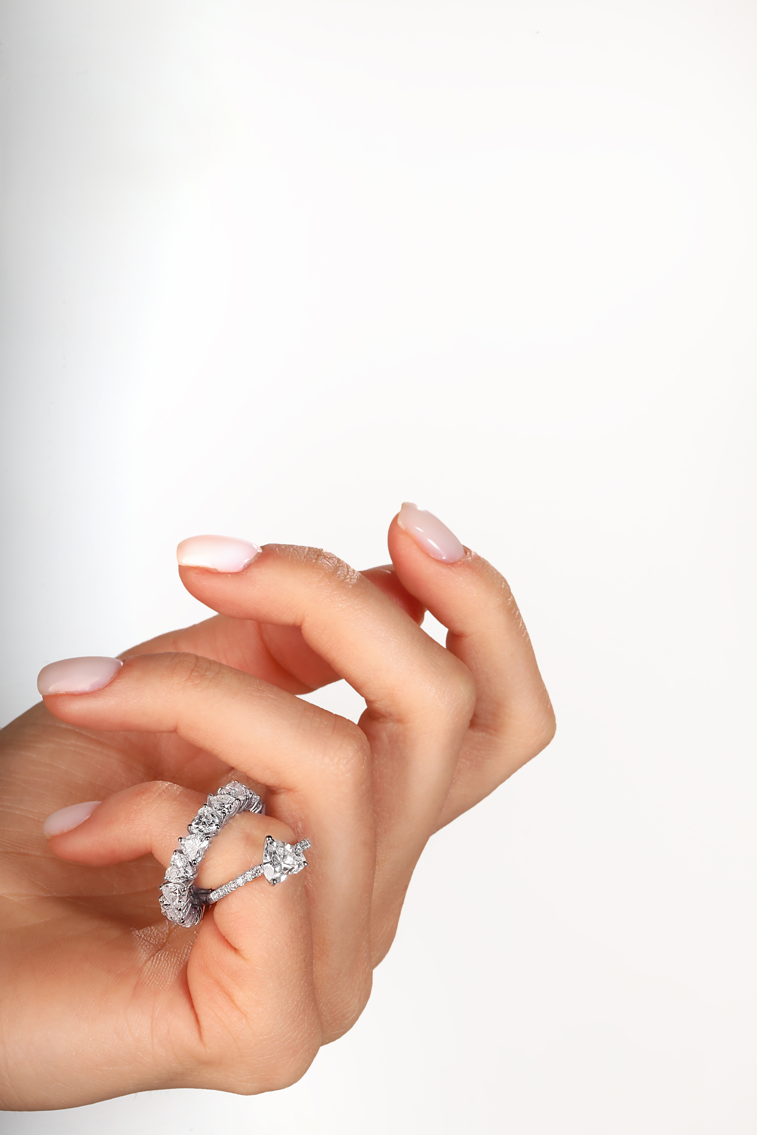 Heart Shape Solitaire Ring With Diamond Band