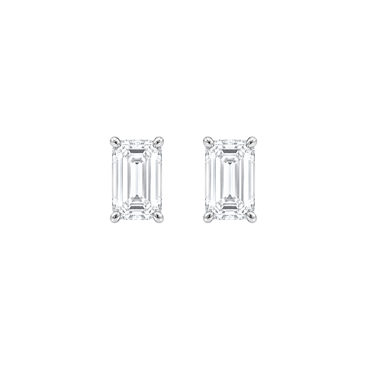 Emerald Cut Diamond Stud Earrings