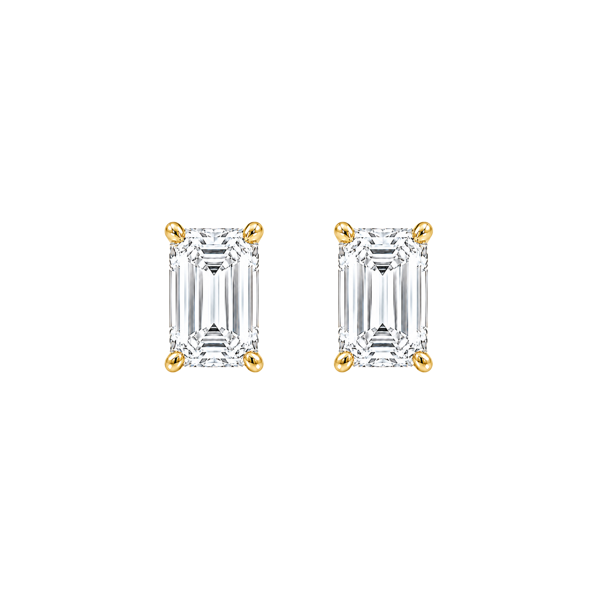 Emerald Cut Diamond Stud Earrings