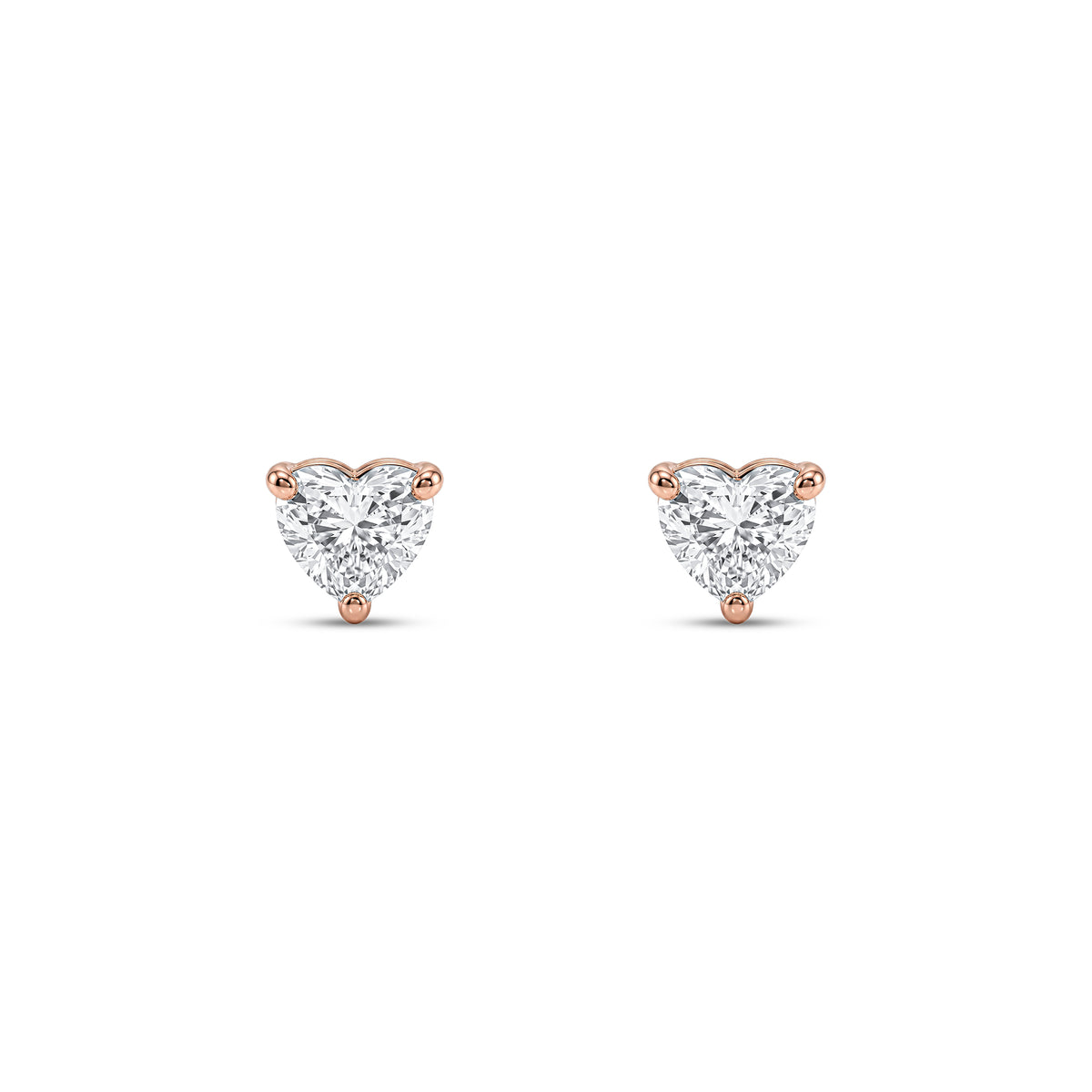 Baby Ball Back Heart Shape Diamond Stud Earrings