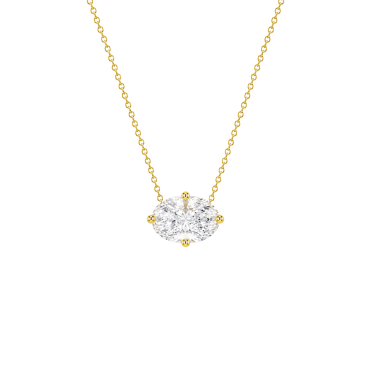 Oval Cut East/West Solitaire Diamond Pendant