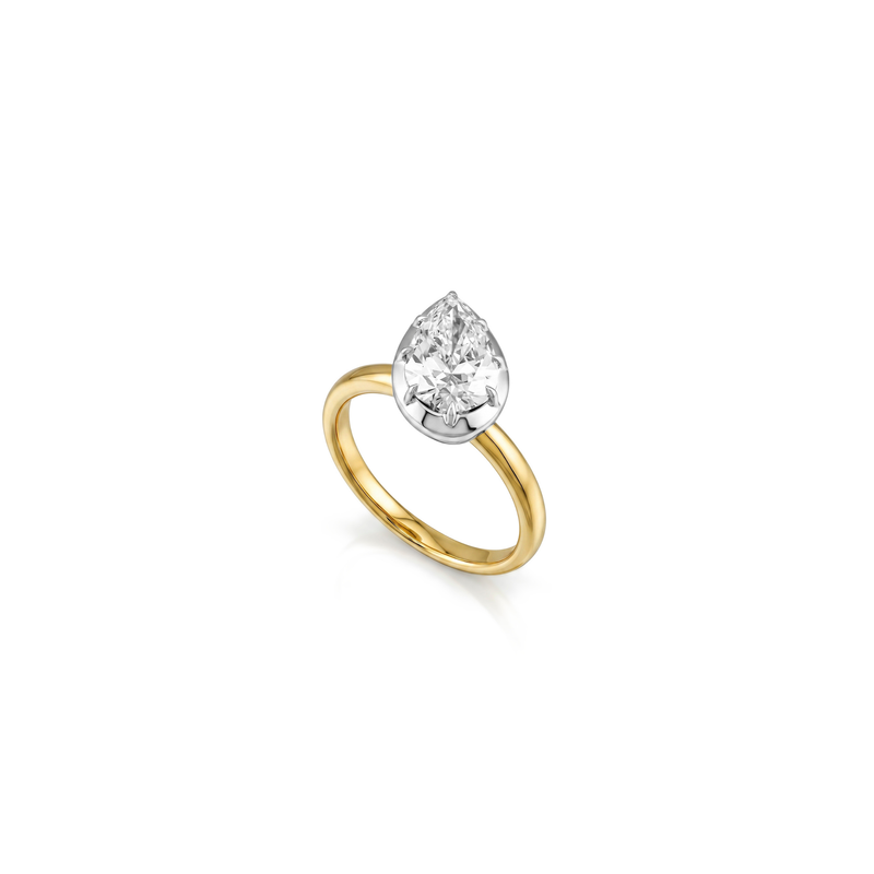 1.5ct Tilted Pear Cut Georgian Set Ring