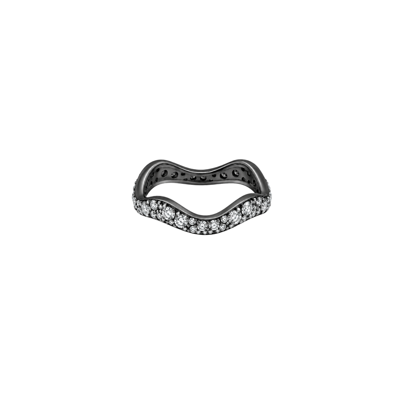 Black Thick Pavé Wave Ring
