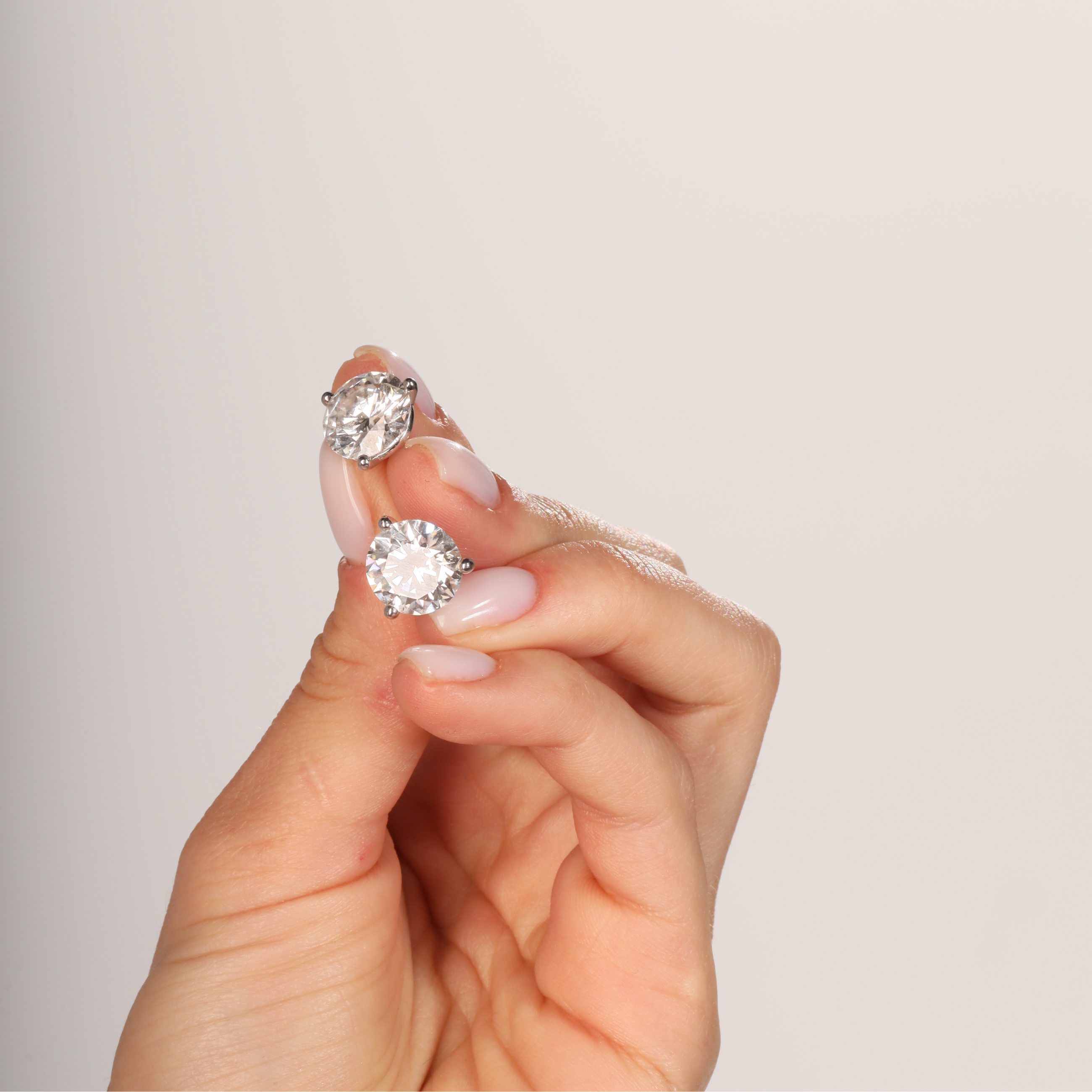 Round Brilliant Diamond Stud Earrings - Martini Setting