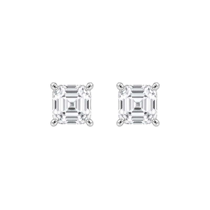 Asscher Cut Diamond Stud Earrings