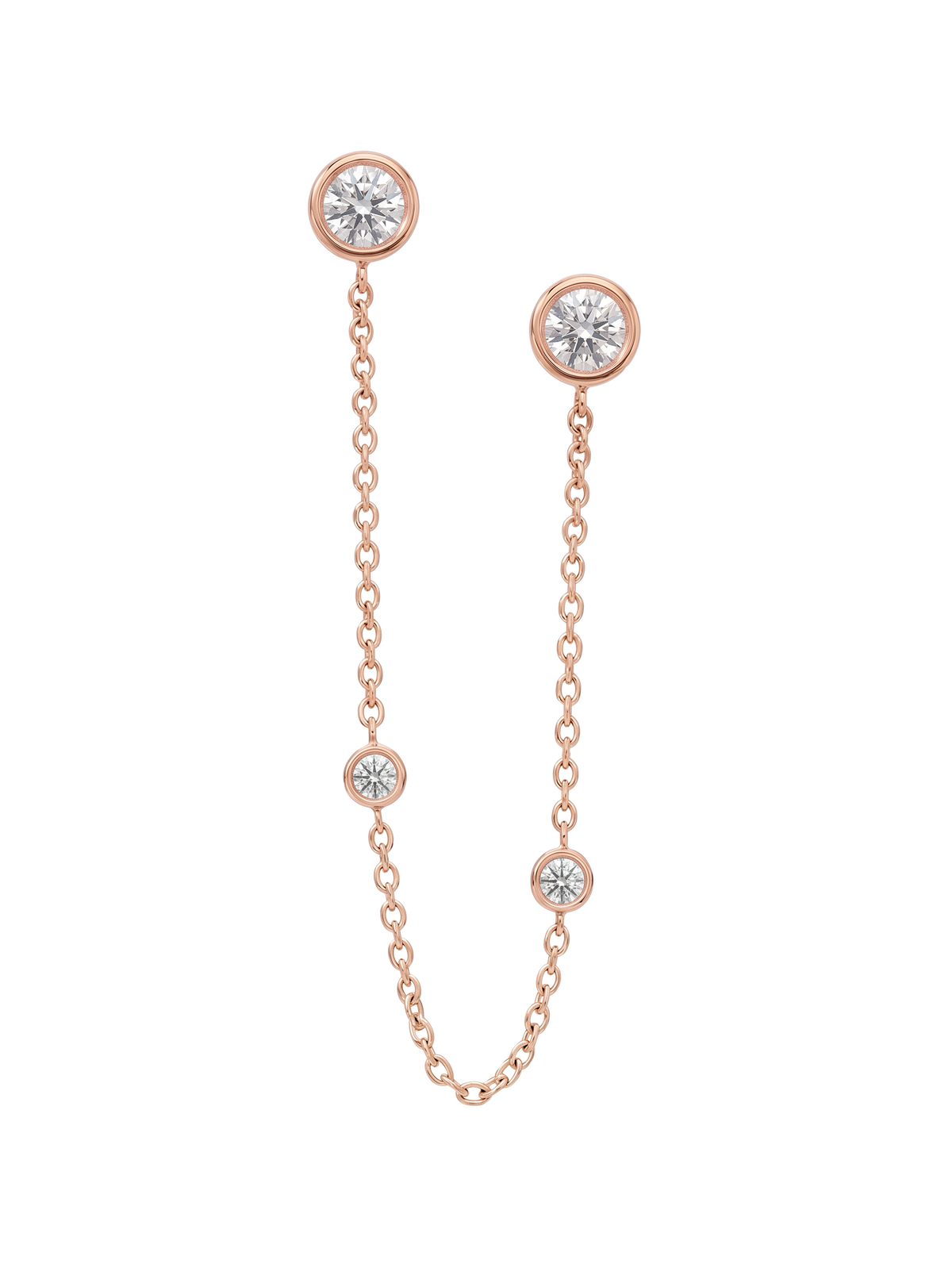 The Diamond Dot Drop Chain Earrings