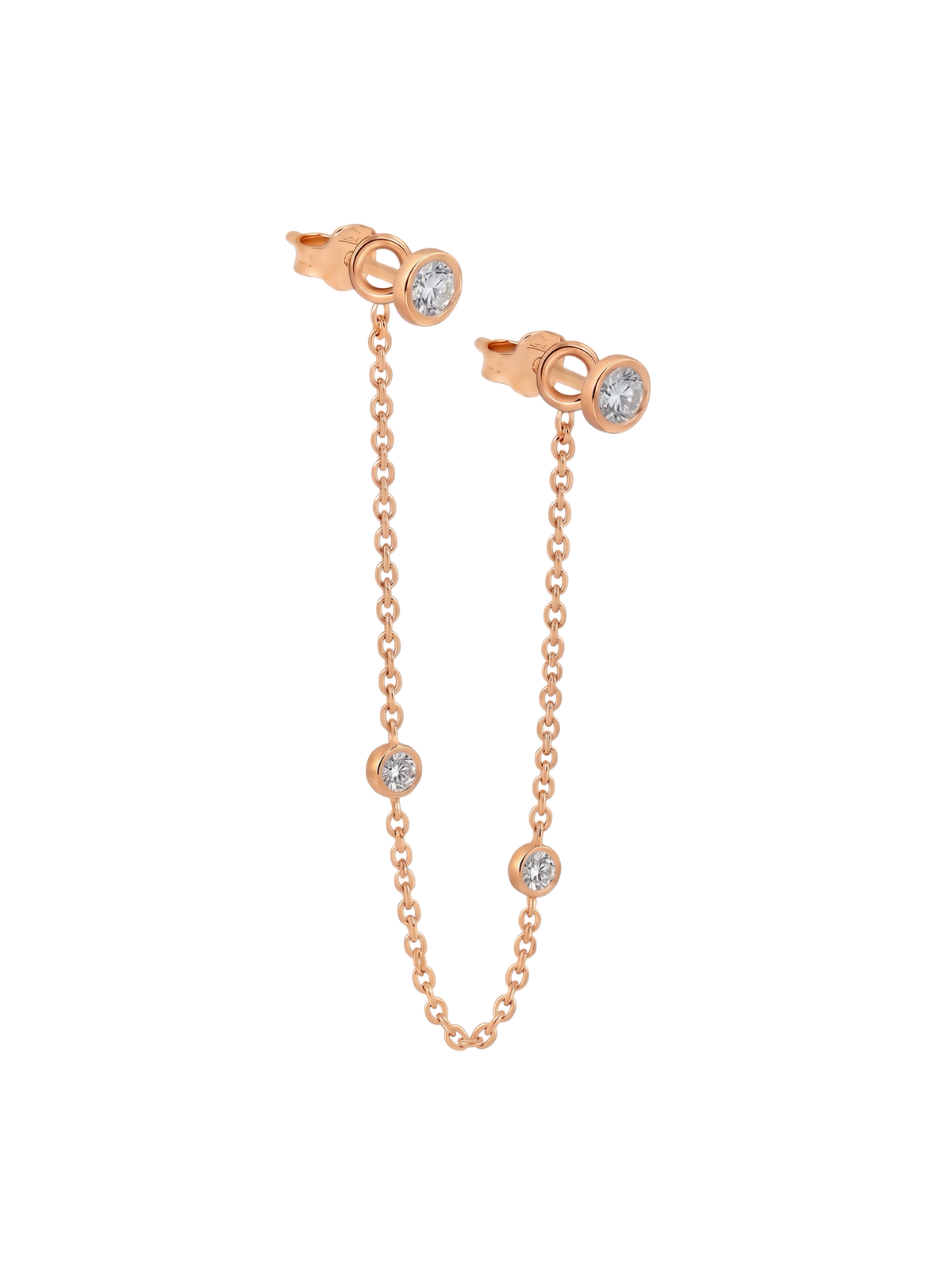 The Diamond Dot Drop Chain Earrings