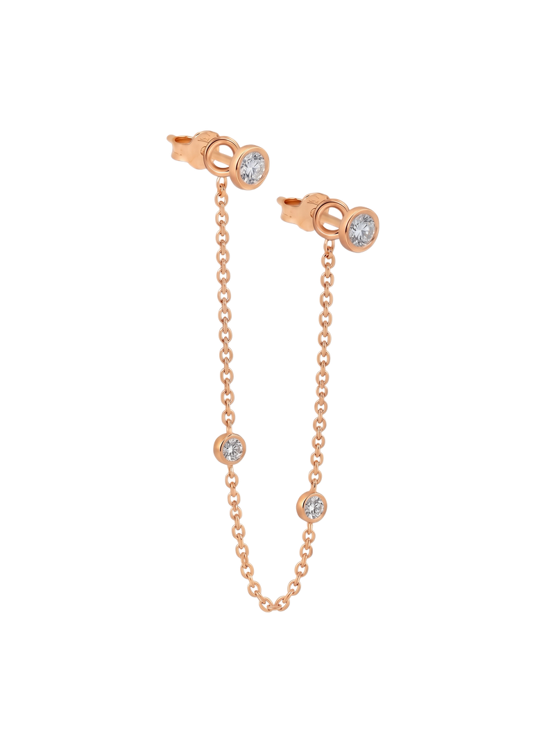 The Diamond Dot Drop Chain Earrings