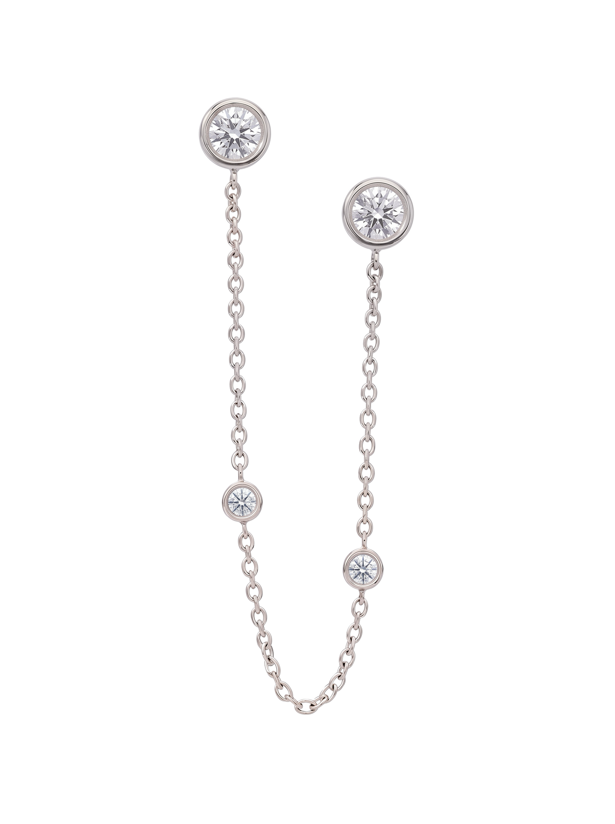 The Diamond Dot Drop Chain Earrings
