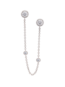 The Diamond Dot Drop Chain Earrings