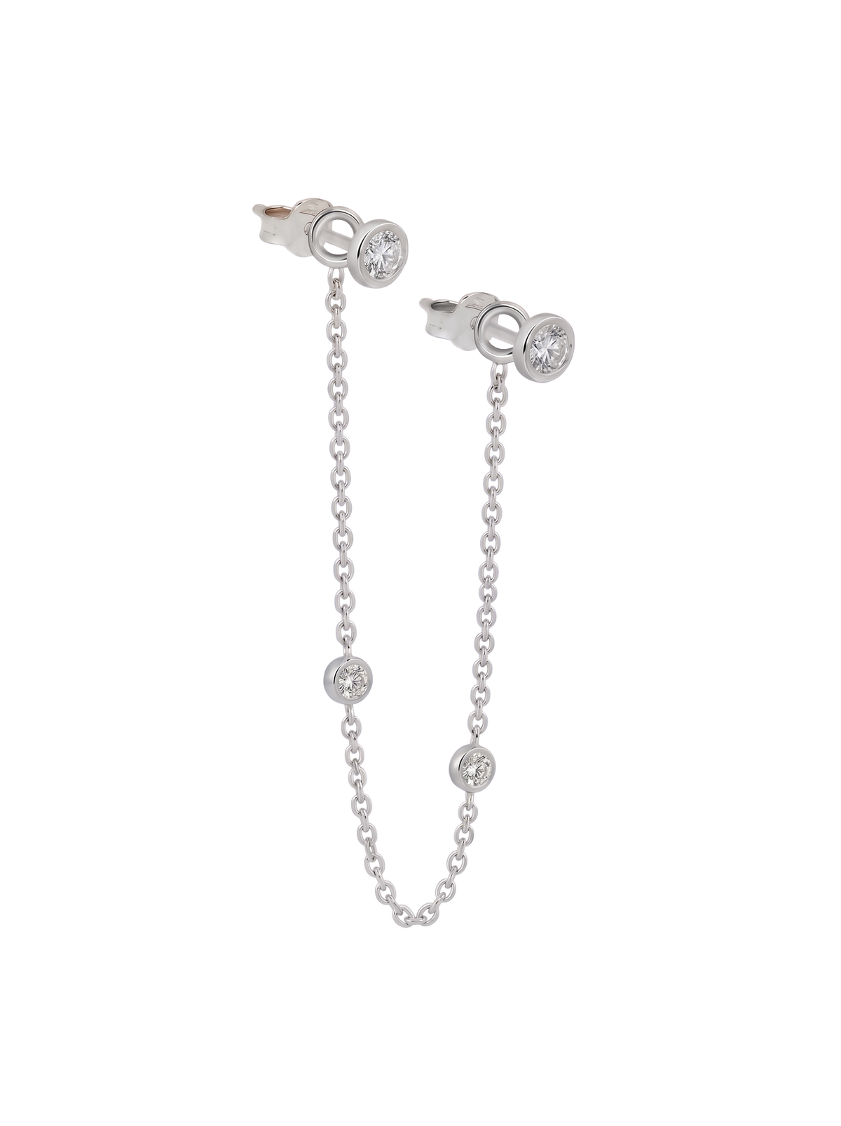 The Diamond Dot Drop Chain Earrings