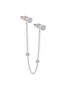 The Diamond Dot Drop Chain Earrings