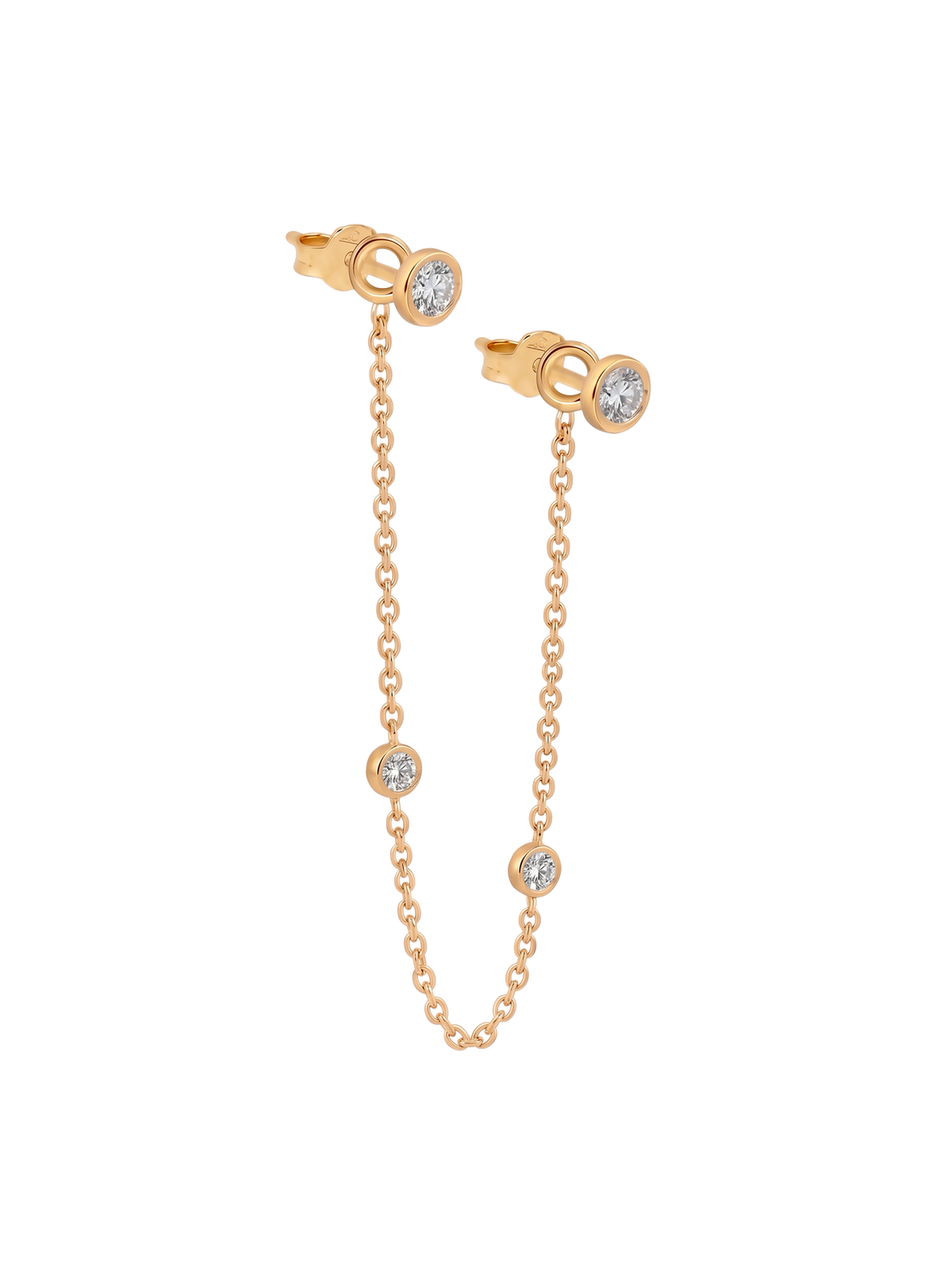 The Diamond Dot Drop Chain Earrings