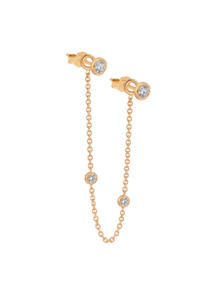 The Diamond Dot Drop Chain Earrings