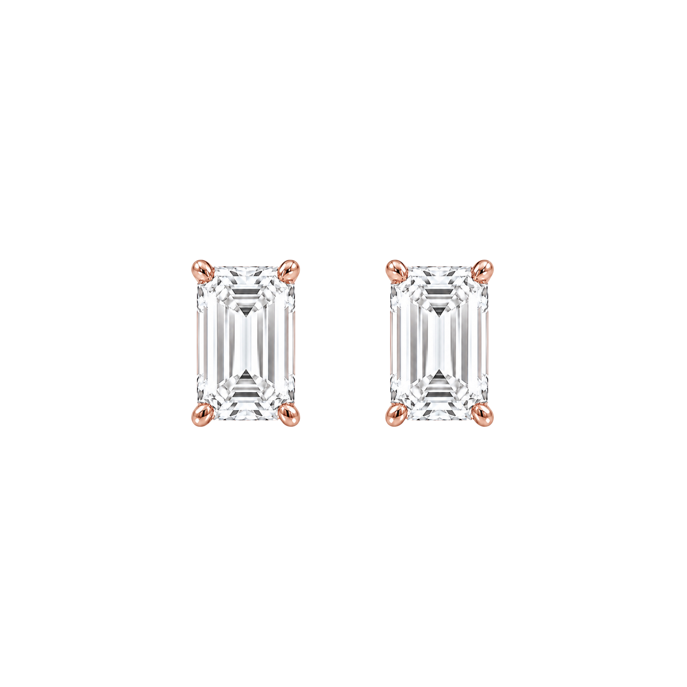 Emerald Cut Diamond Stud Earrings