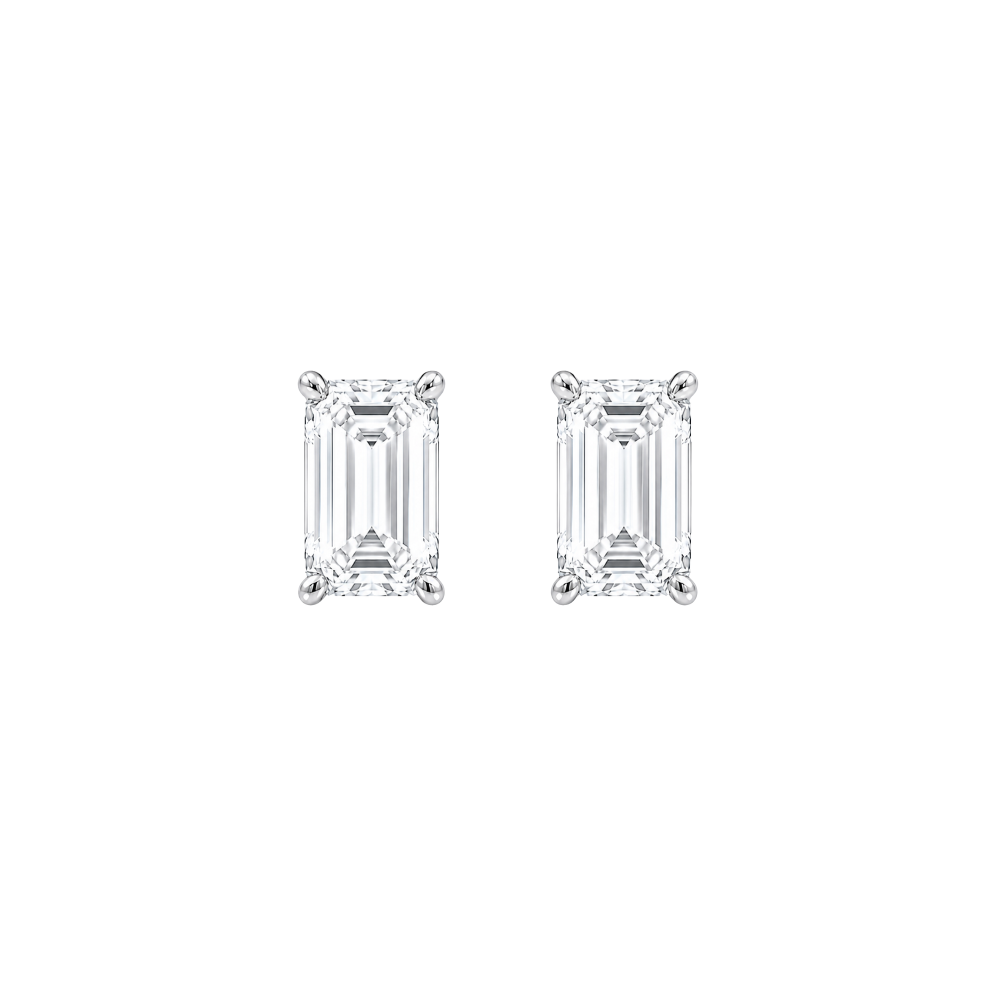 Emerald Cut Diamond Stud Earrings