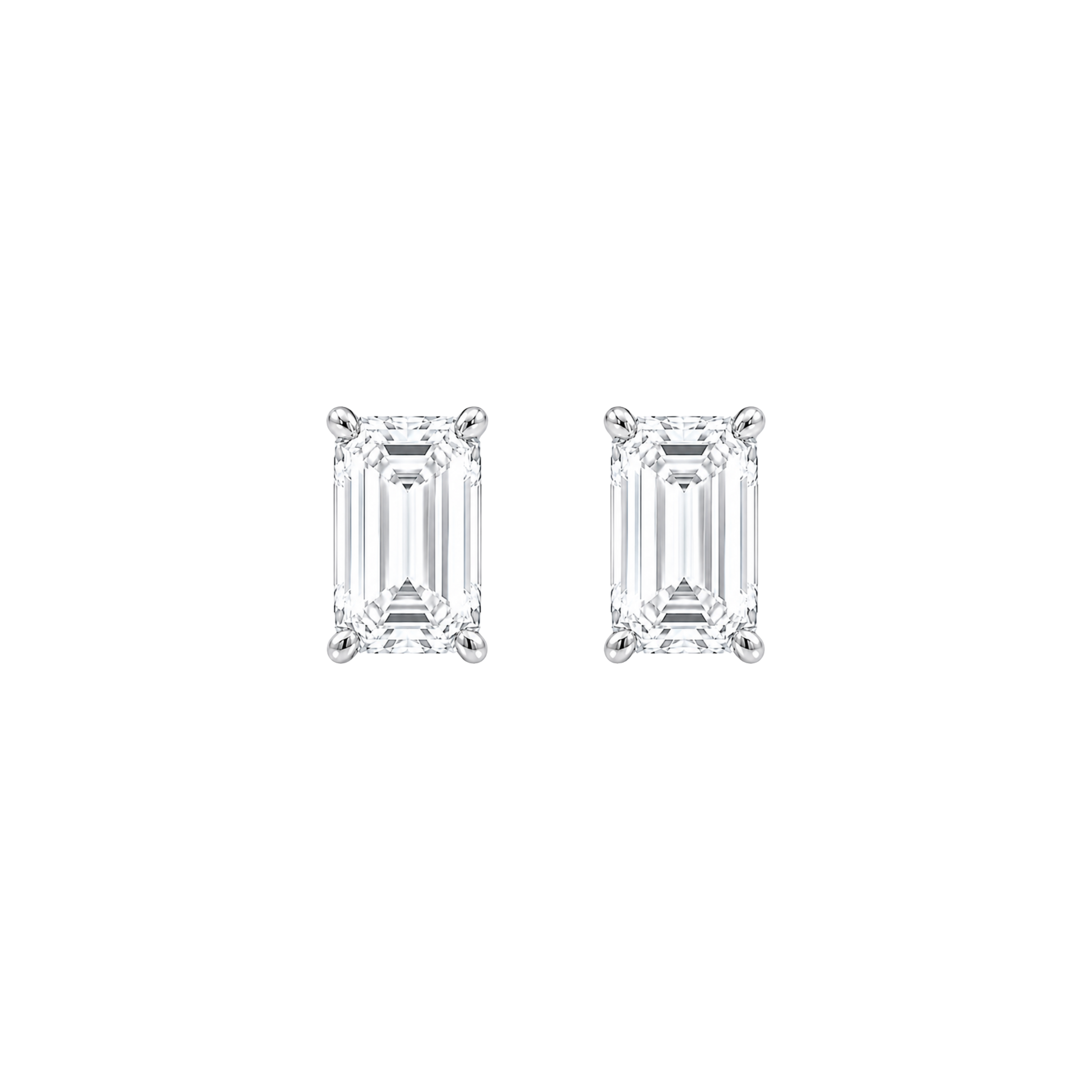 Emerald Cut Diamond Stud Earrings