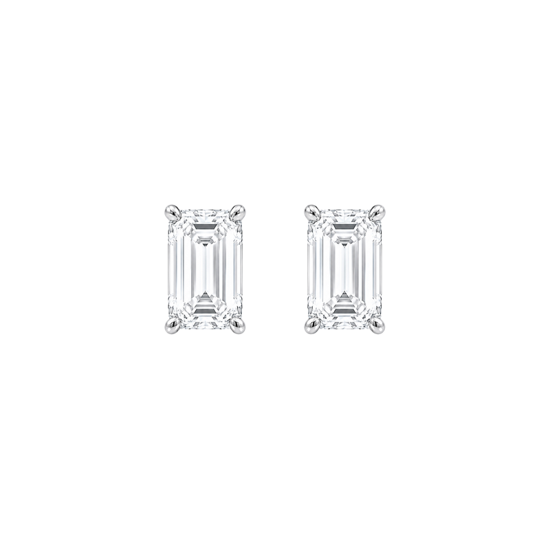 Emerald Cut Diamond Stud Earrings