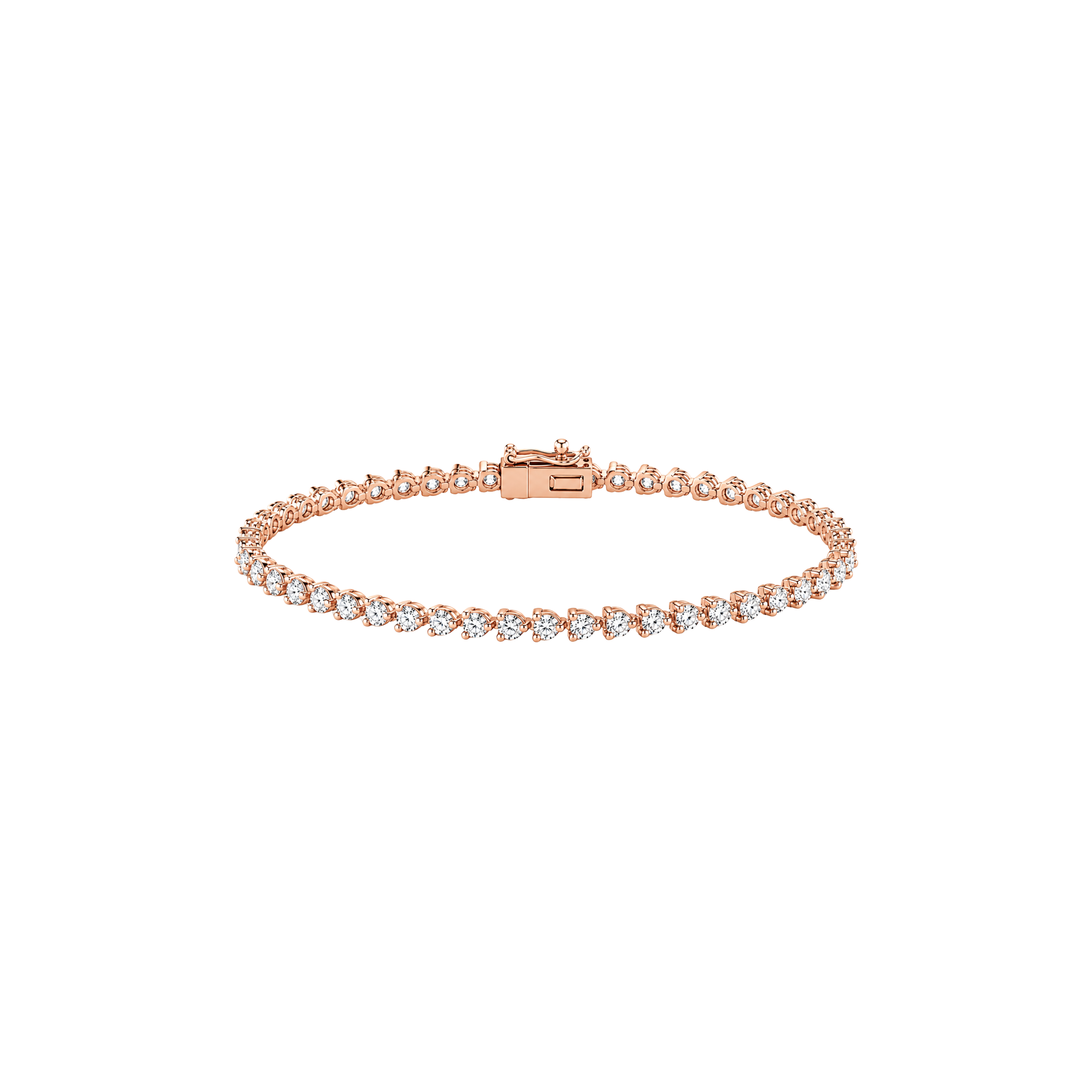 3 Prong Round Brilliant Tennis Bracelet