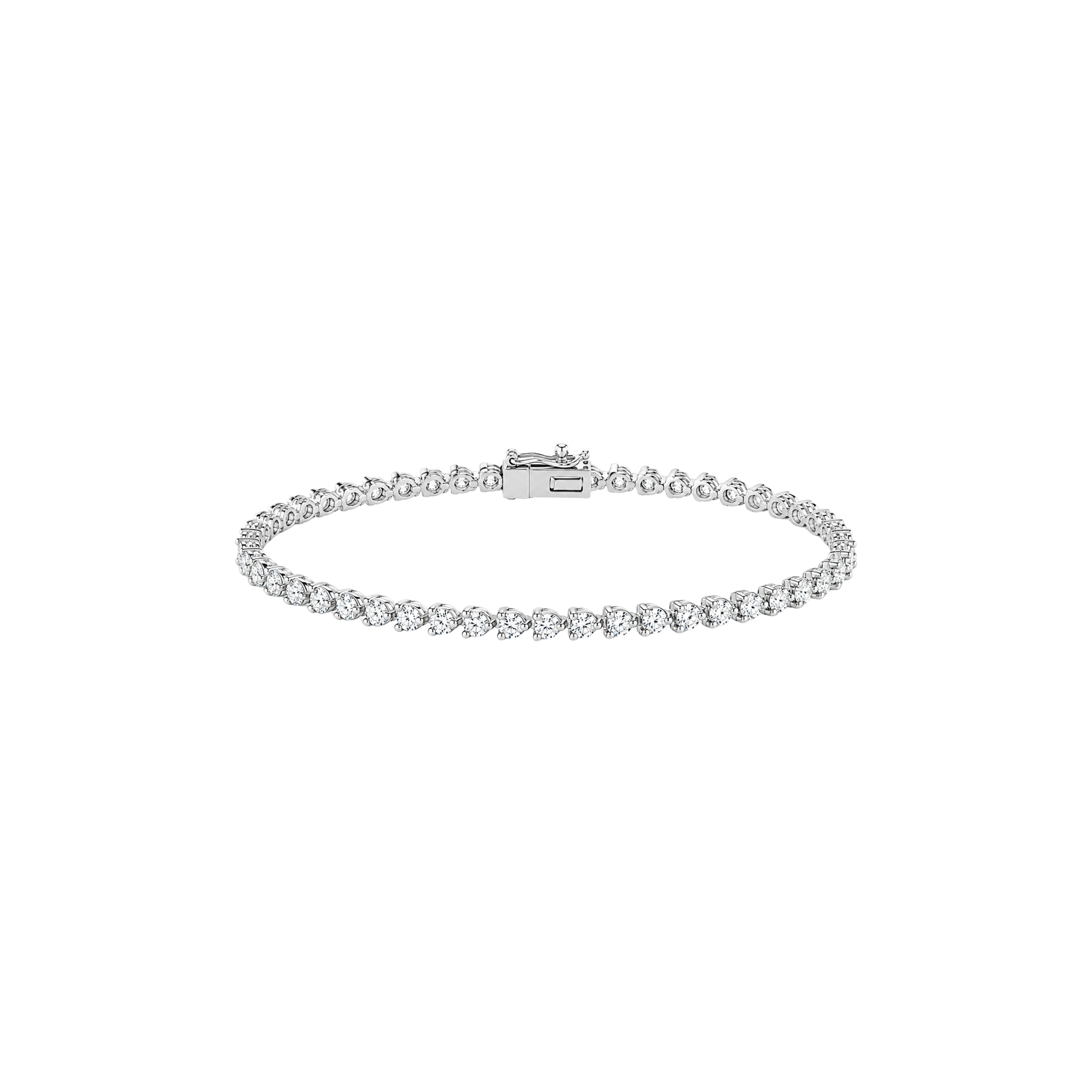 3 Prong Round Brilliant Tennis Bracelet