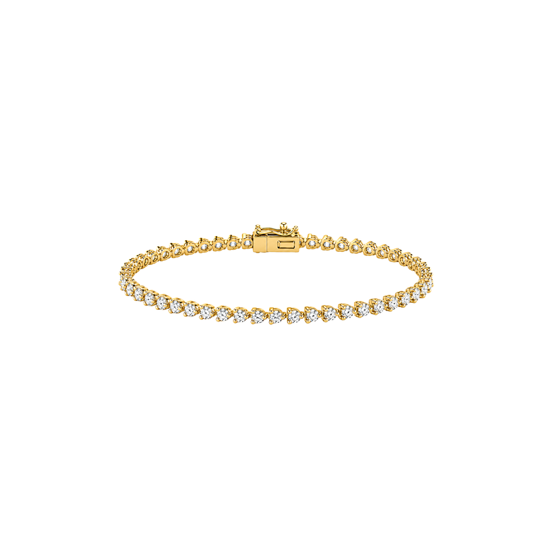 3 Prong Round Brilliant Tennis Bracelet