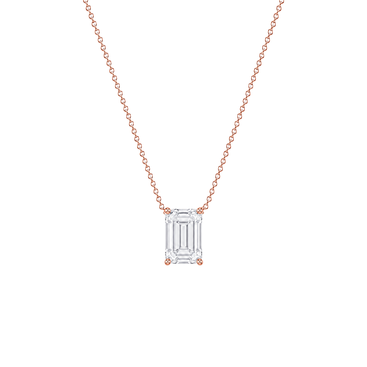 Emerald Cut Solitaire Diamond Pendant