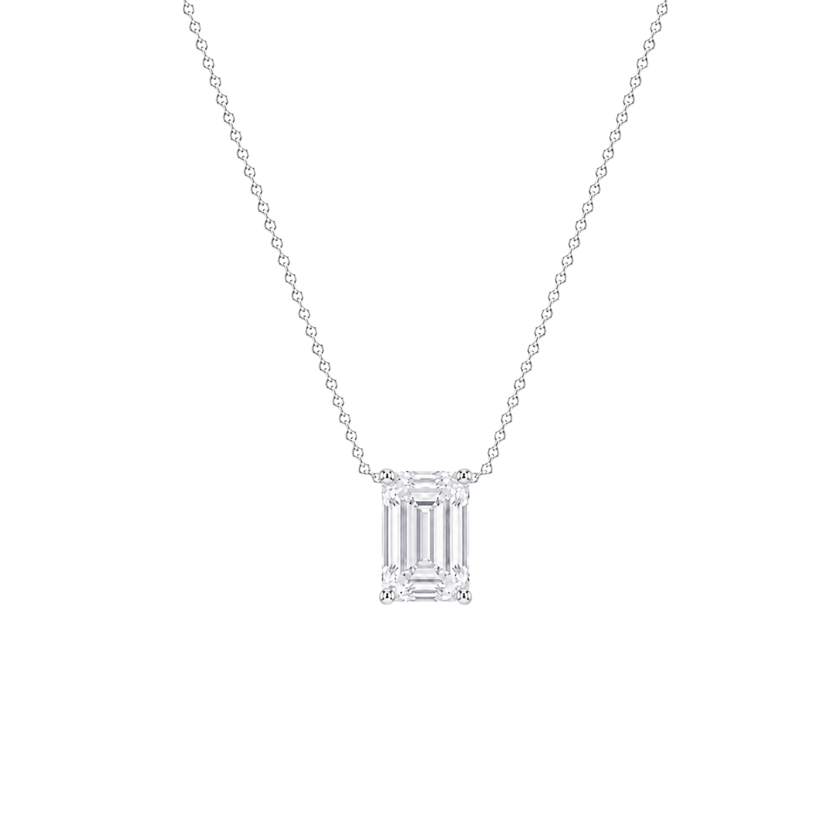 Emerald Cut Solitaire Diamond Pendant