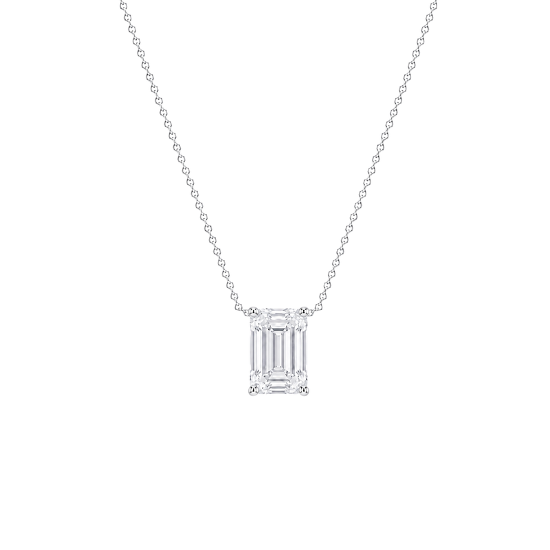 Emerald Cut Solitaire Diamond Pendant