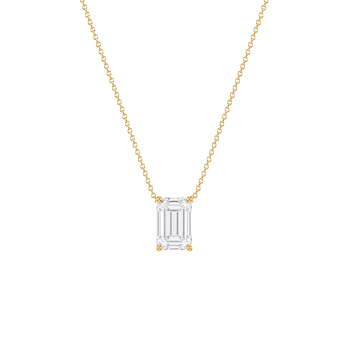 Emerald Cut Solitaire Diamond Pendant