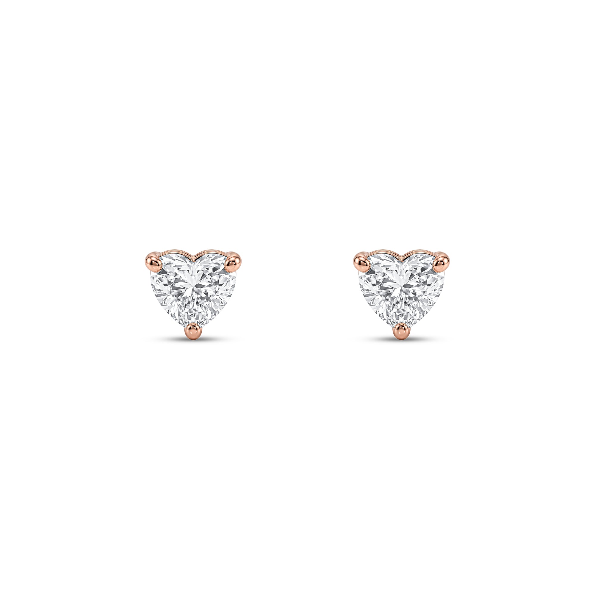 Baby Ball Back Heart Shape Diamond Stud Earrings