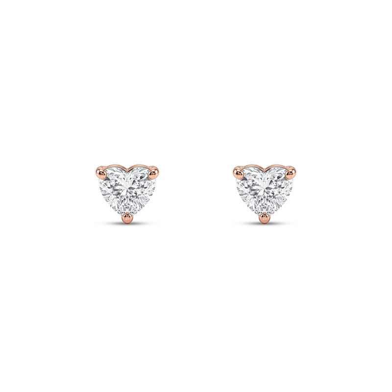 Baby Ball Back Heart Shape Diamond Stud Earrings