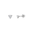 Baby Ball Back Heart Shape Diamond Stud Earrings