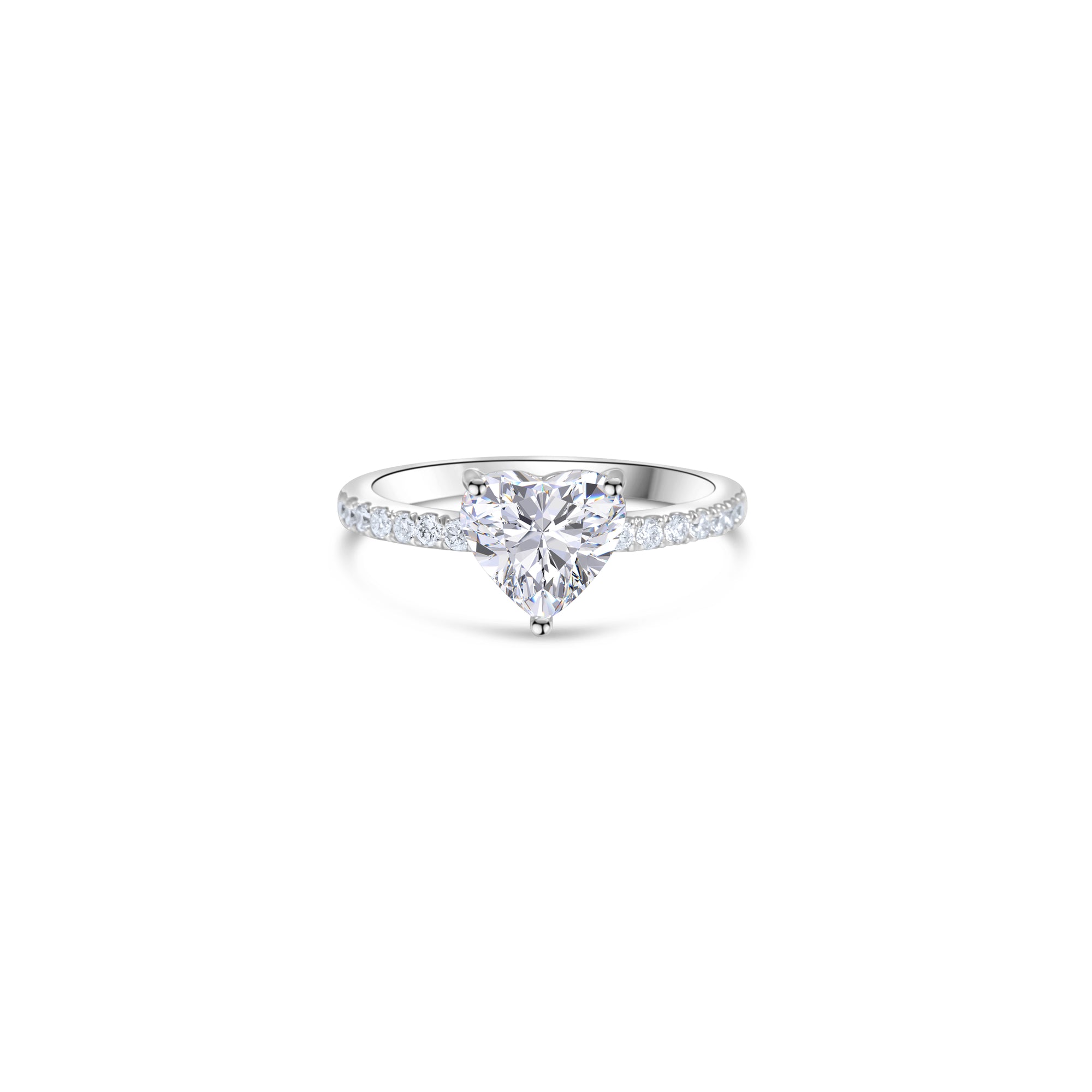 Heart Shape Solitaire Ring With Diamond Band