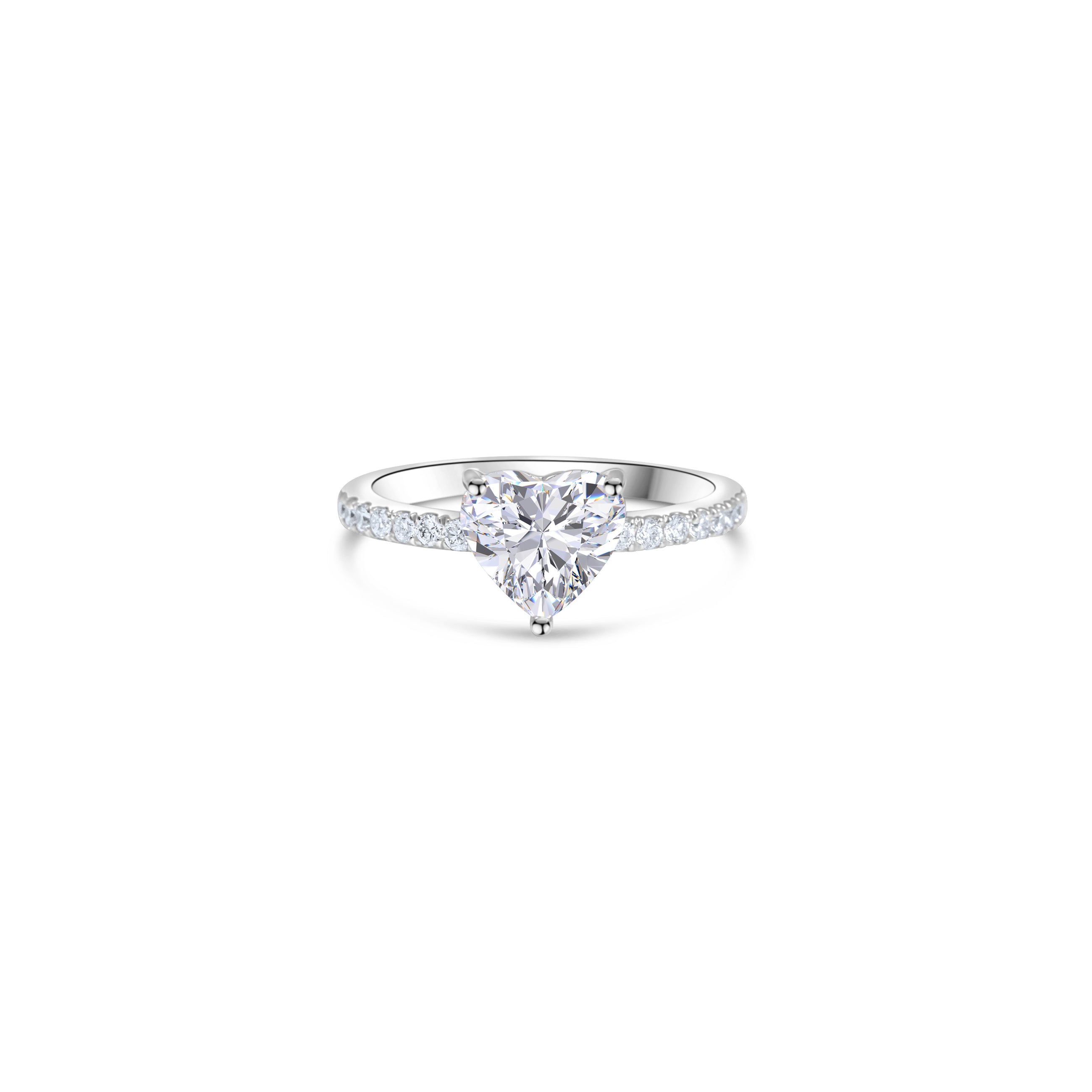 Heart Shape Solitaire Ring With Diamond Band