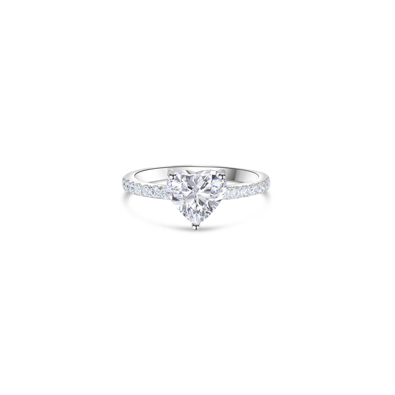 Heart Shape Solitaire Ring With Diamond Band