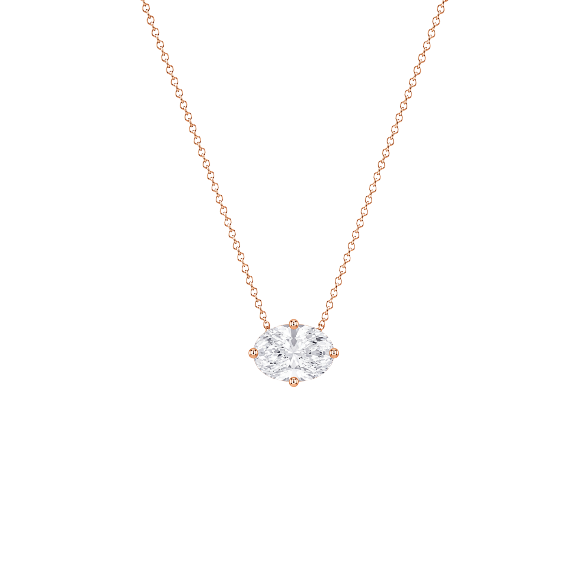 Oval Cut East/West Solitaire Diamond Pendant