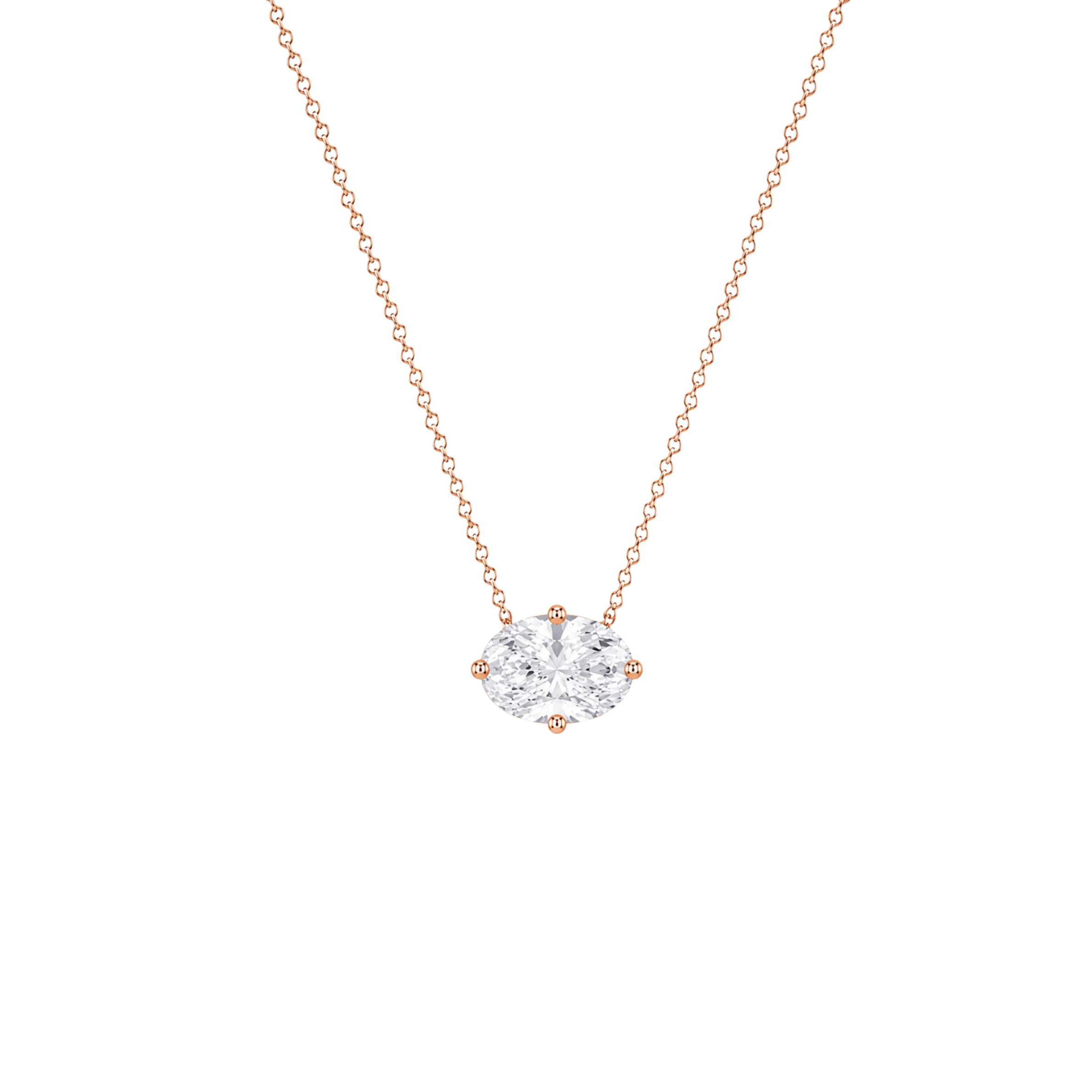 Oval Cut East/West Solitaire Diamond Pendant