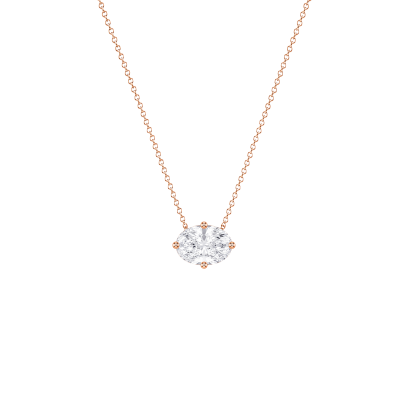 Oval Cut East/West Solitaire Diamond Pendant