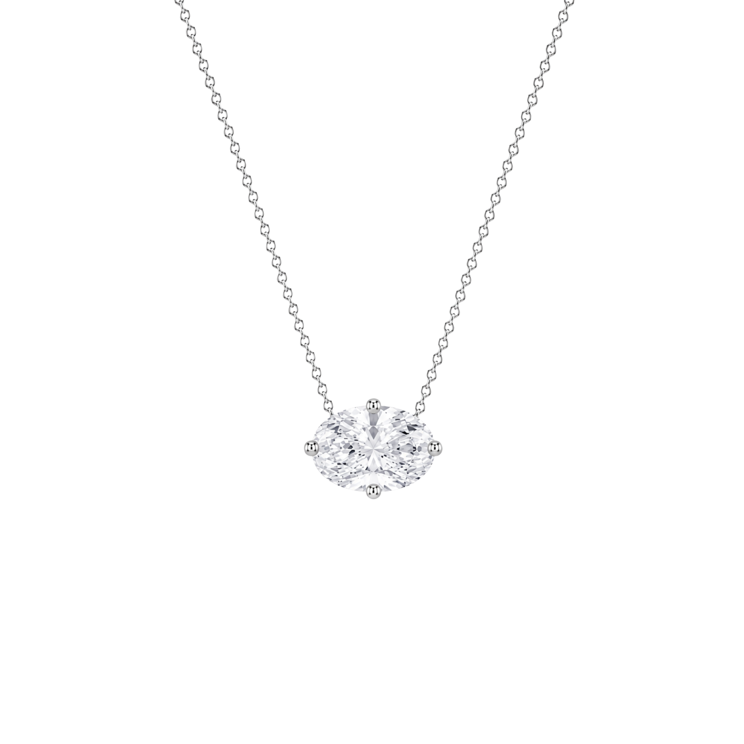 Oval Cut East/West Solitaire Diamond Pendant