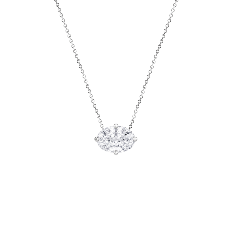 Oval Cut East/West Solitaire Diamond Pendant