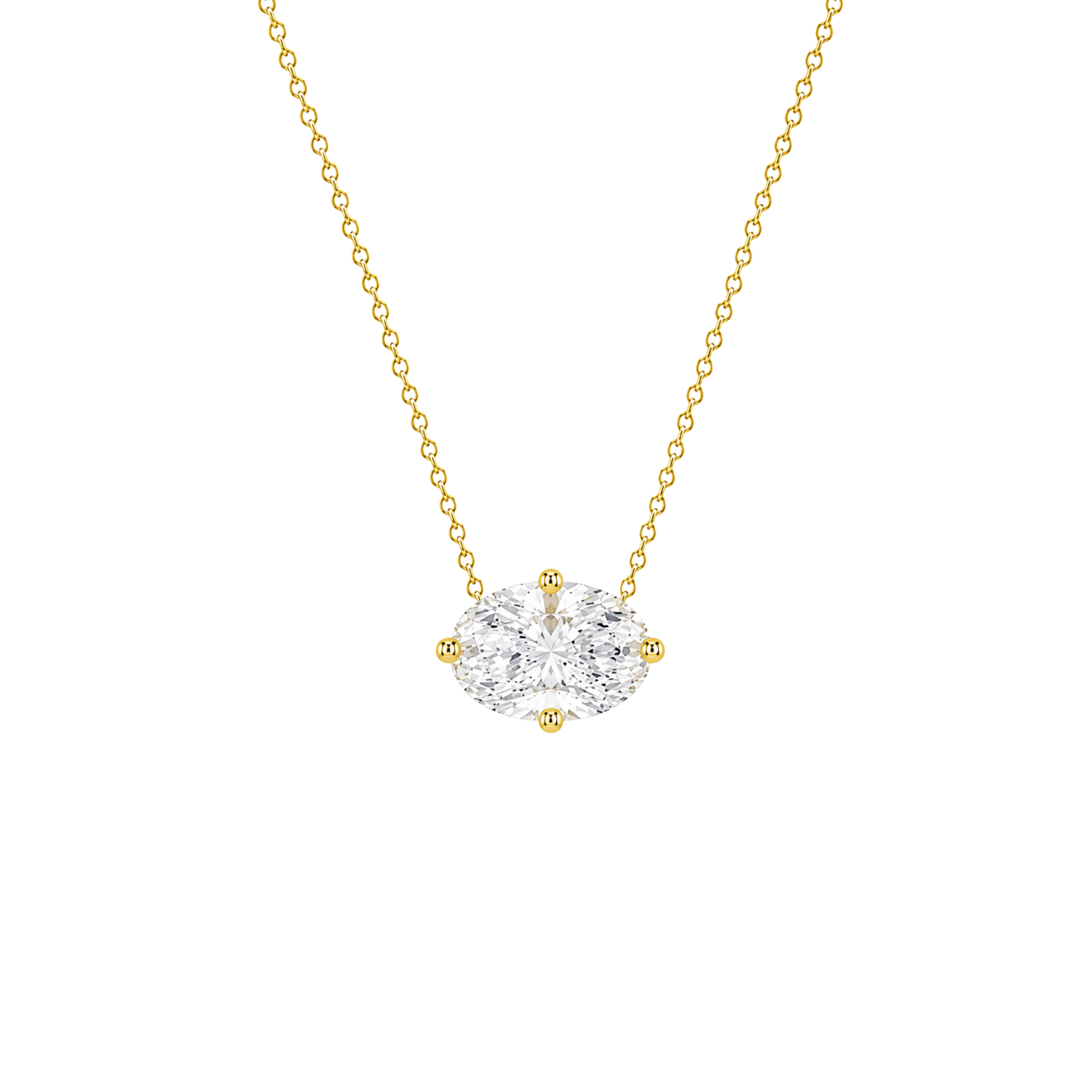 Oval Cut East/West Solitaire Diamond Pendant