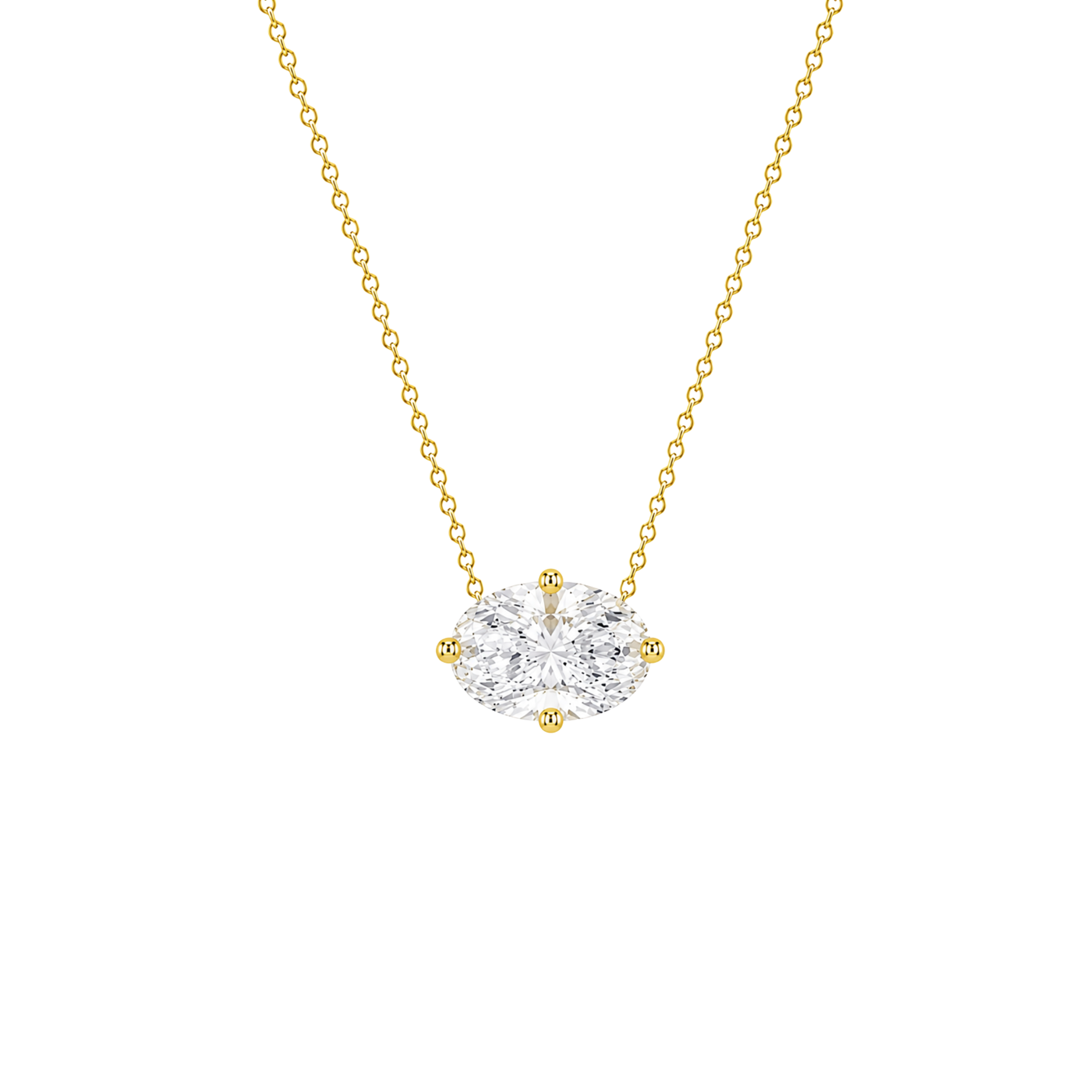 Oval Cut East/West Solitaire Diamond Pendant