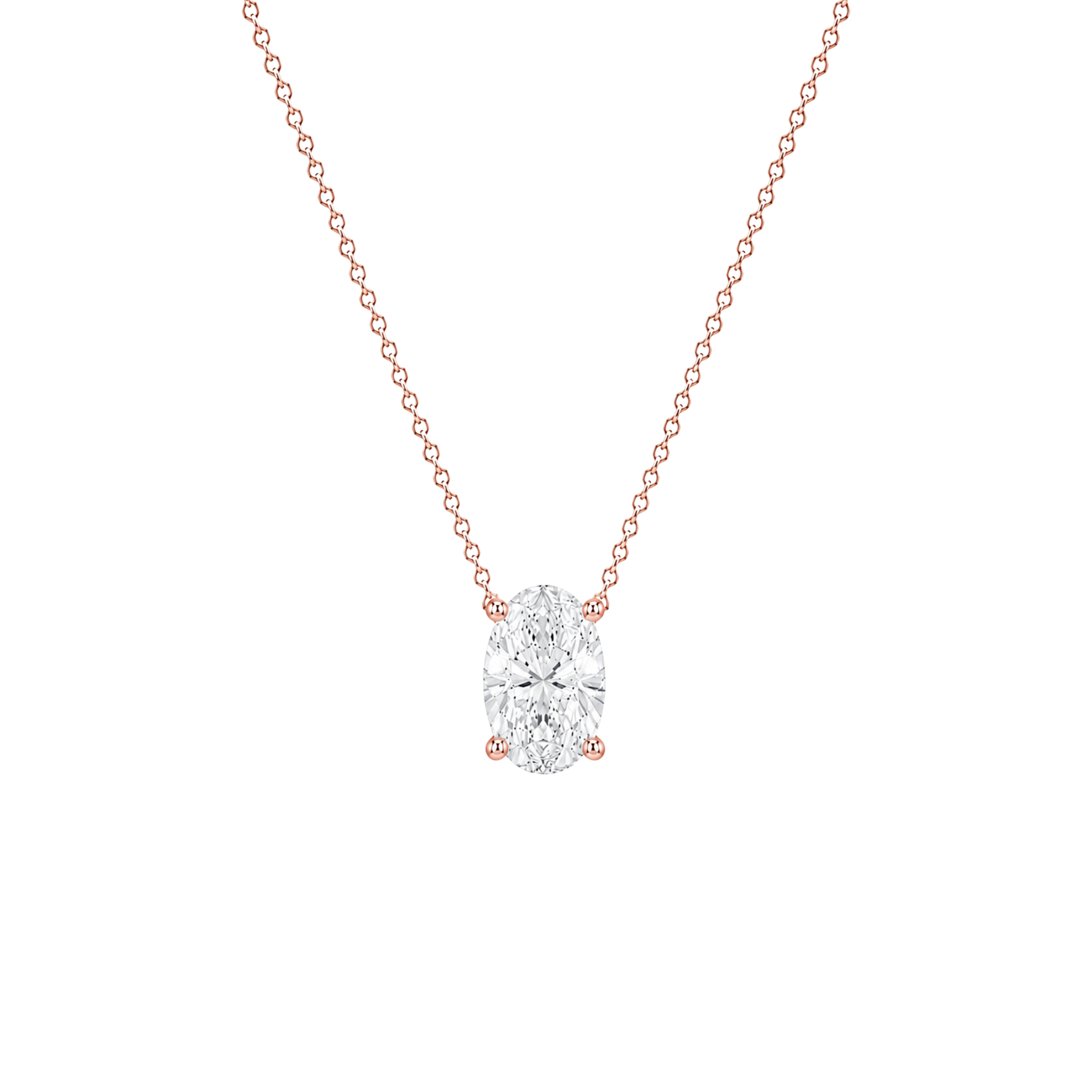 Oval Cut Solitaire Diamond Pendant