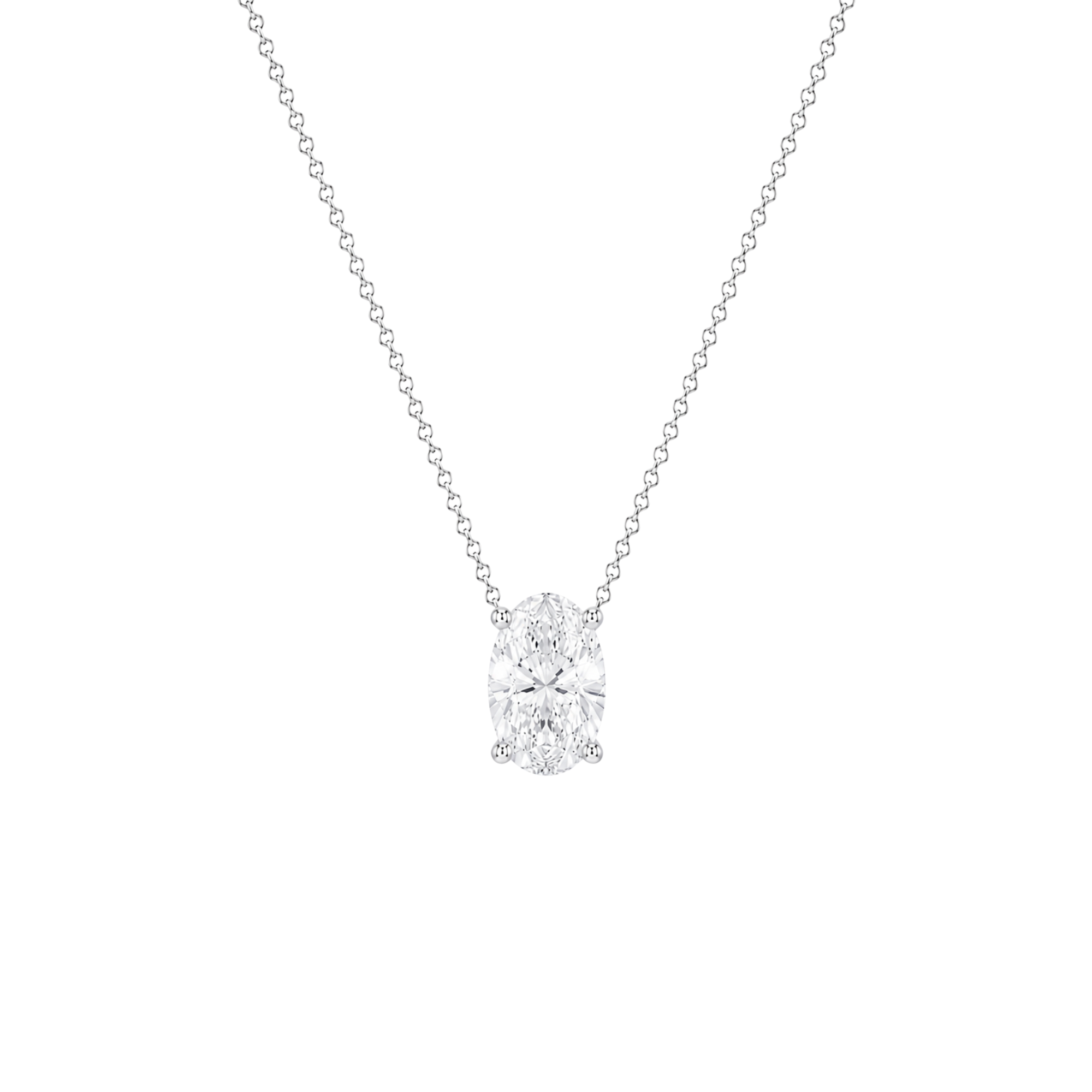 Oval Cut Solitaire Diamond Pendant