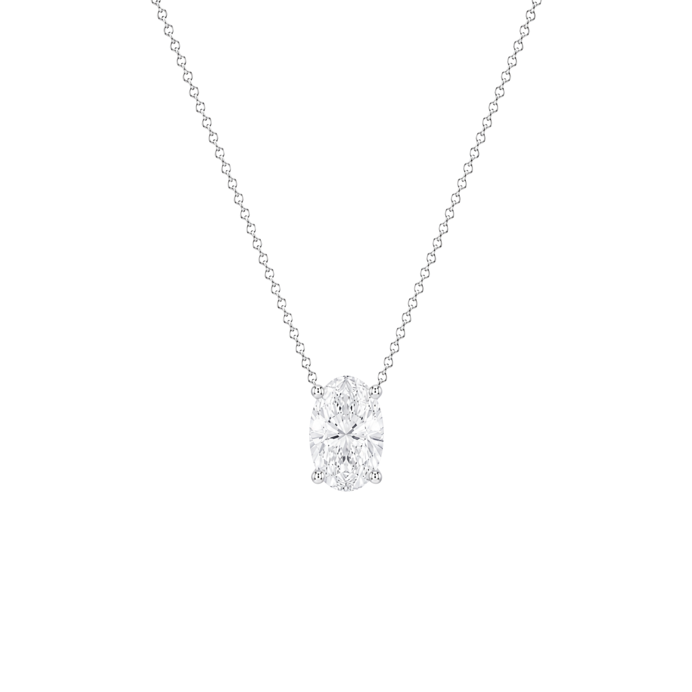 Oval Cut Solitaire Diamond Pendant