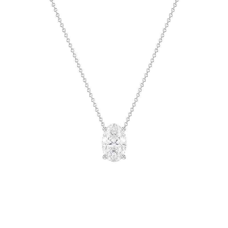 Oval Cut Solitaire Diamond Pendant