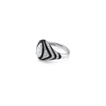 Pear Cut Diamond Ring with Black Enamel