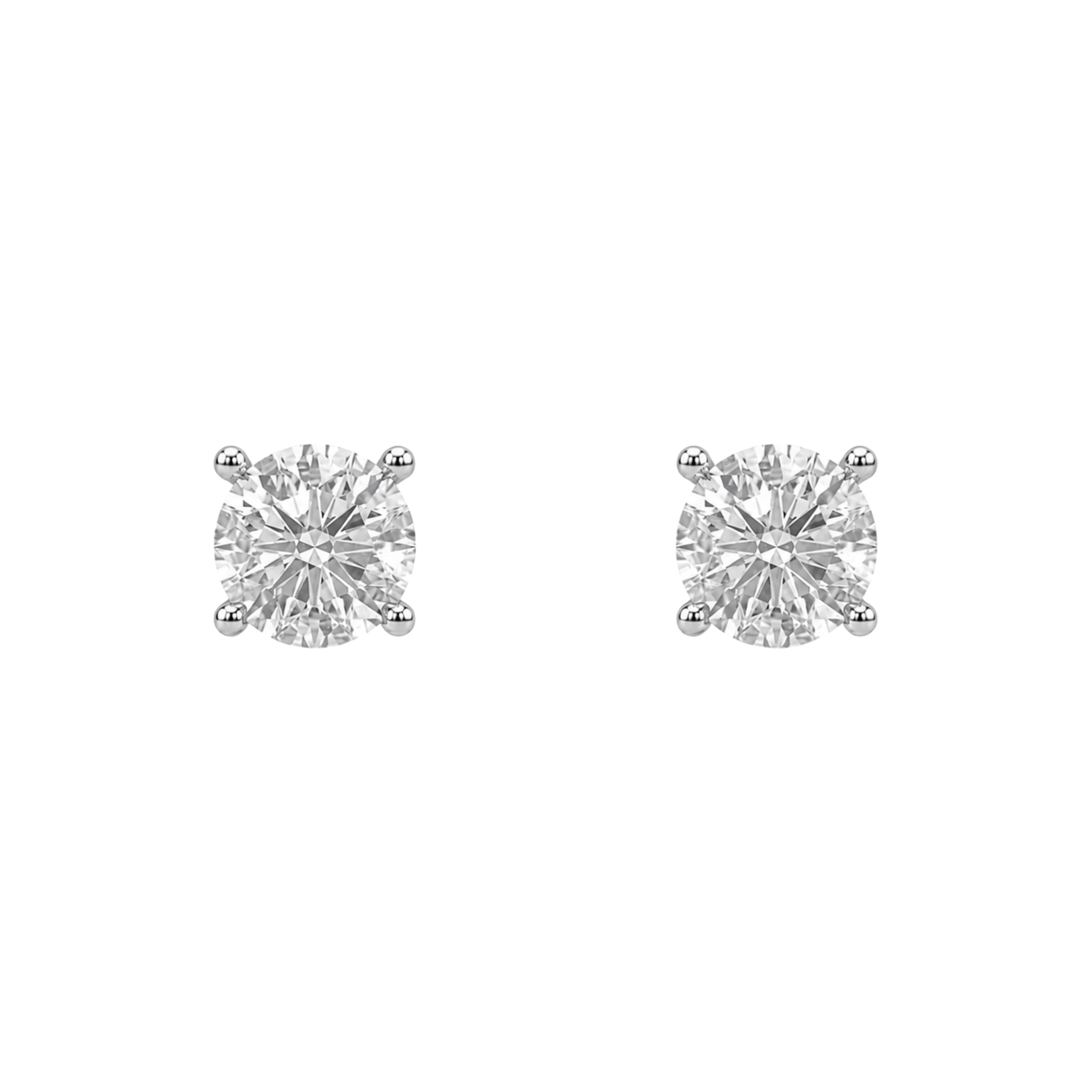 Round Brilliant Diamond Stud Earrings - Basket Setting