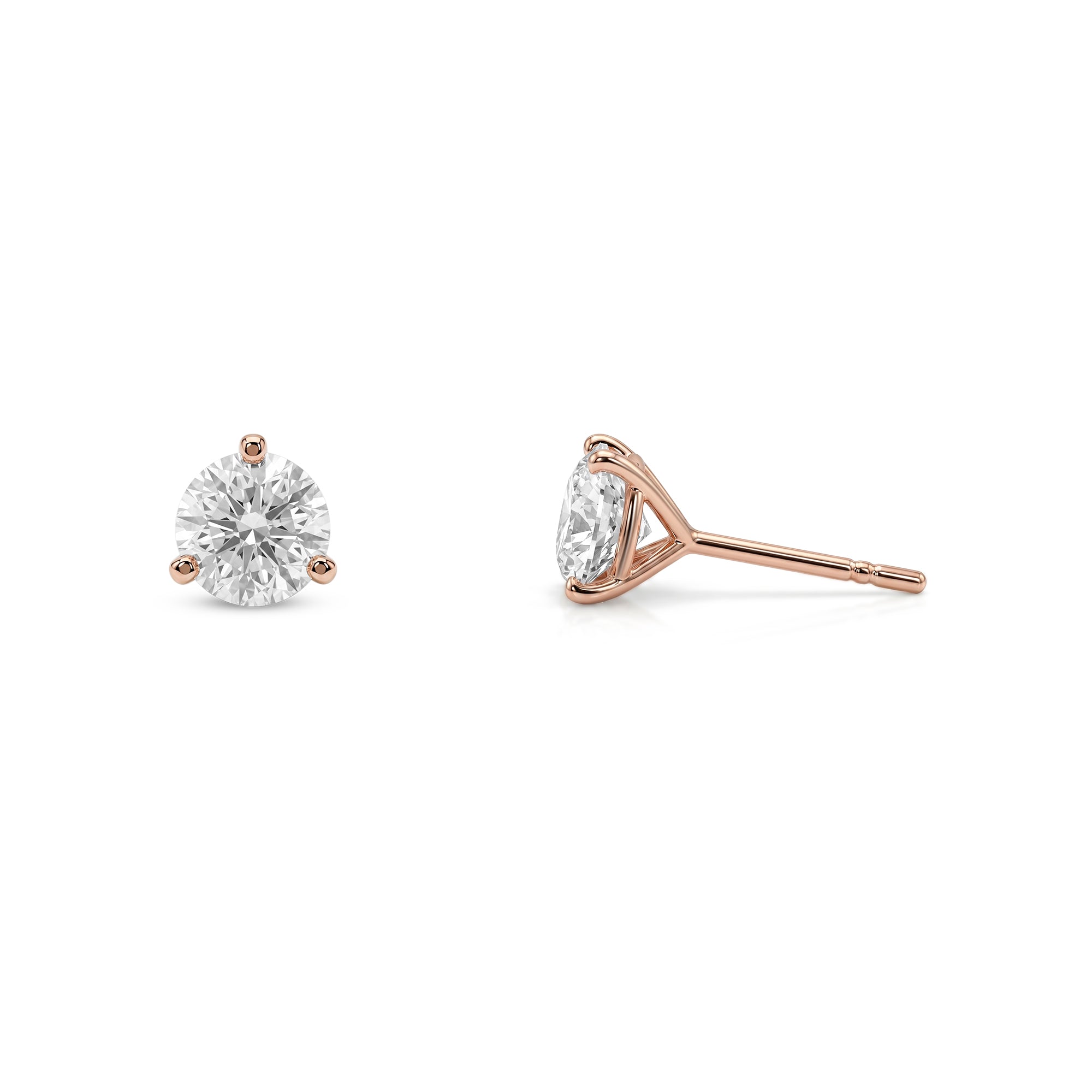 Round Brilliant Diamond Stud Earrings - Martini Setting