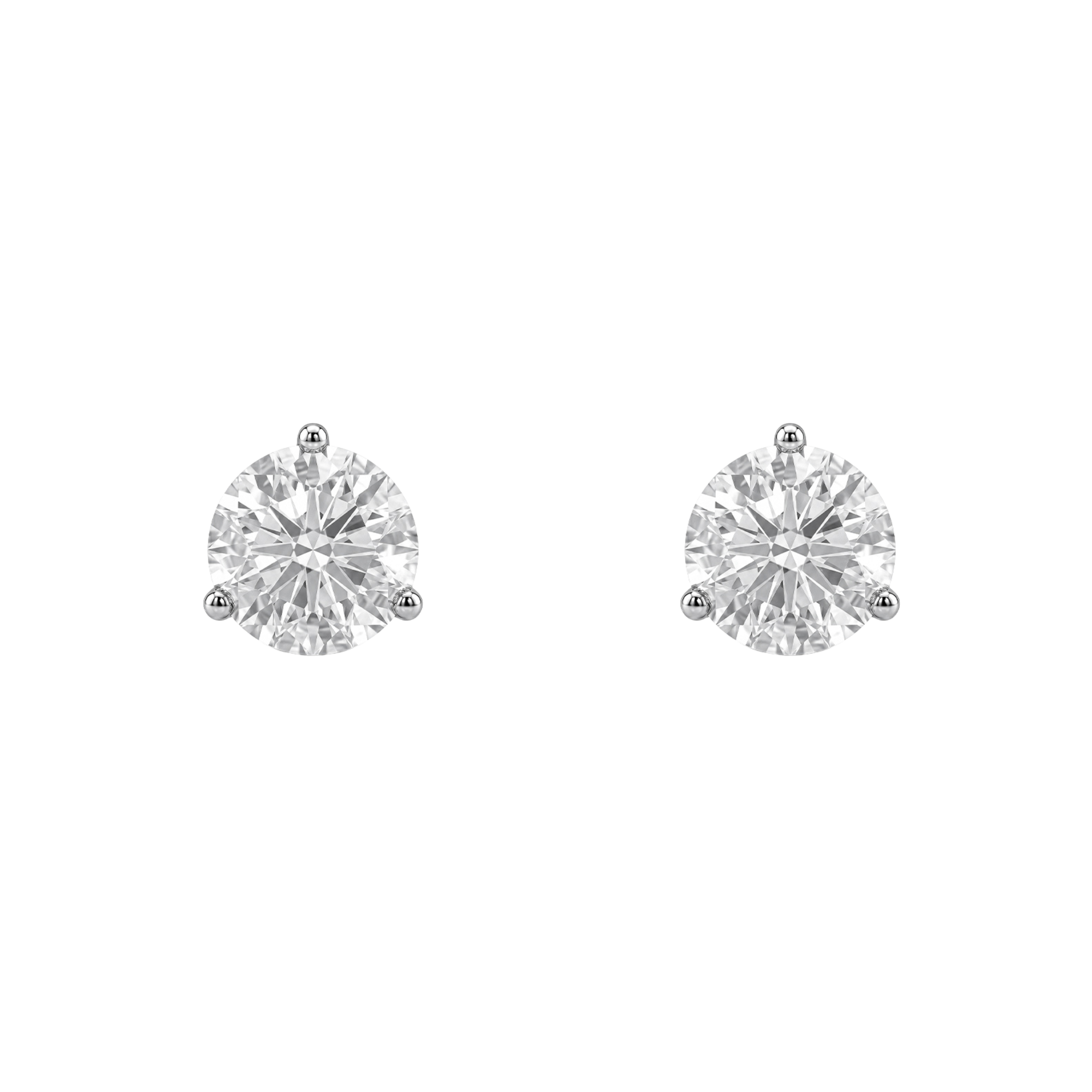 Round Brilliant Diamond Stud Earrings - Martini Setting